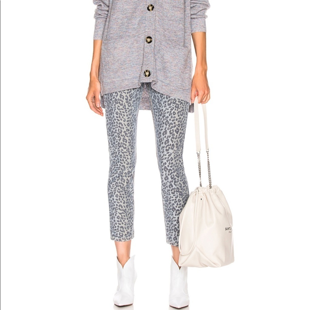 GRLFRND Gray Karolina Wildcat Cheetah Print High Rise Waist Skinny Jeans, 27 NWT - Picture 1 of 14